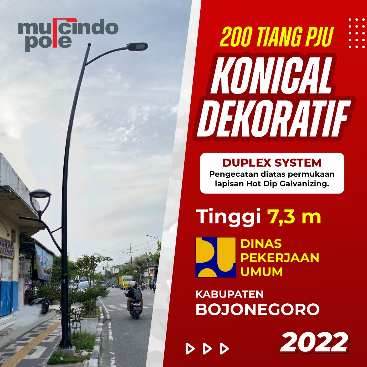 Mulcindo Pole Tiang PJU Konikal Dekoratif